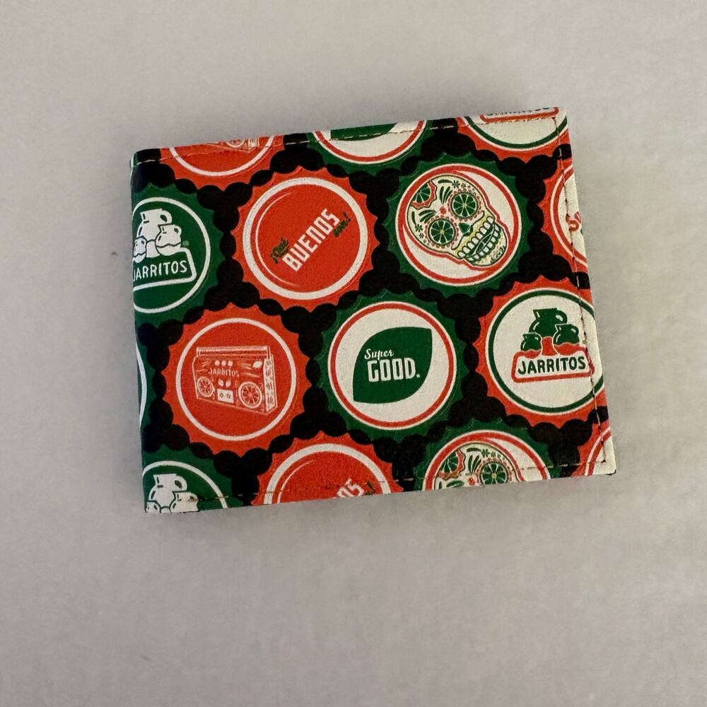 Collectible Retro Jarritos Bi-fold Wallet Logo Mexican Graphic Soda Bottle Caps